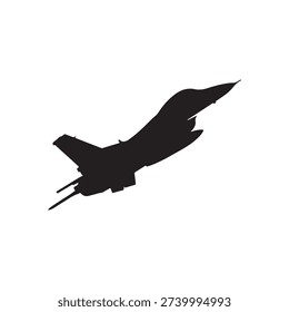 Fighter jet silhouette vector art white background.