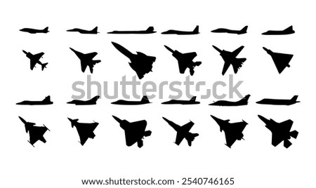 fighter jet silhouette vector collection