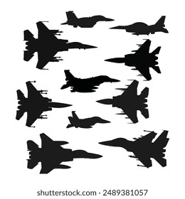Fighter jet silhouette Vector on white background