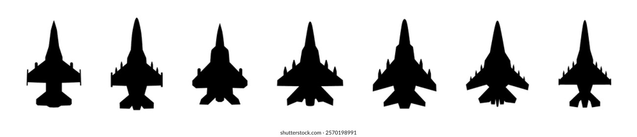 Fighter Jet Silhouettes Flat Black Collection