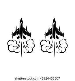 Fighter Jet Takeoff Vector Military Aircraft Launch with Smoke Icon