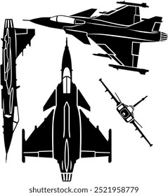 Fighter jet vector graphic with outline