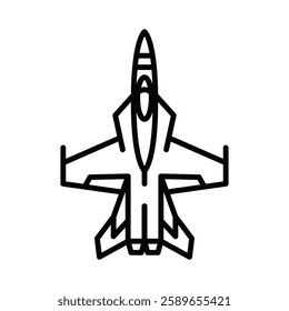 Fighter jet vector icon for aviation, military, and transport themes. Editable stroke.