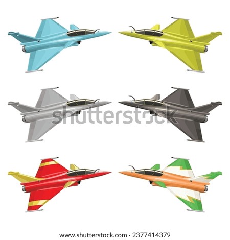 Fighter Jet Vector Illustration in Color Variations