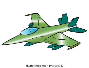 ilustración vectorial del avión de combate,
aislado en fondo blanco.vista superior