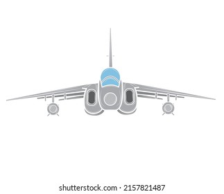Ilustración vectorial de chorro de combate aislada en fondo blanco.