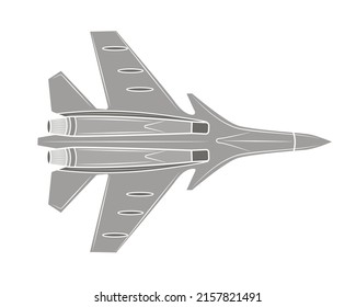 Ilustración vectorial de chorro de combate aislada en fondo blanco.