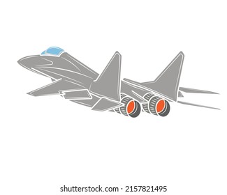 Fighter Jet, Vektorgrafik einzeln auf weißem Hintergrund.