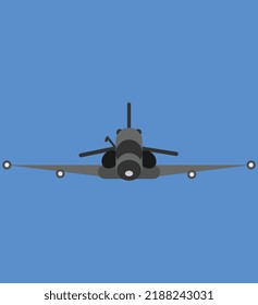 fighter jet vector seen from the front on a blue background