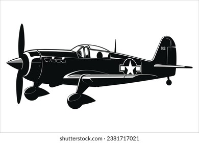 Fighter jet vector silhouette, American fighter jet.