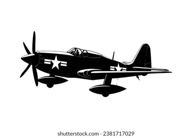 Fighter jet vector silhouette, American fighter jet.