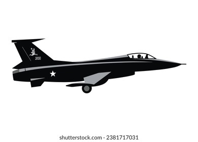 Fighter jet vector silhouette, American fighter jet.