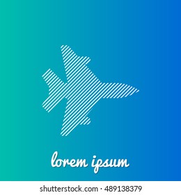 Fighter Jet White stroke fill with blue & green gradient background Icon / Logo Design