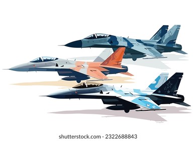 Jets de combate, avión que vuela en el cielo alrededor del mundo mapea aviones jet avión vector ilustración artística sobre fondo blanco