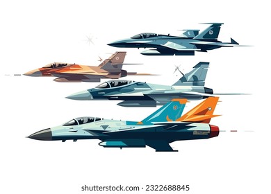 Fighter Jets, airplane flying in the sky around the world map jet airplane vector art illustration on white background