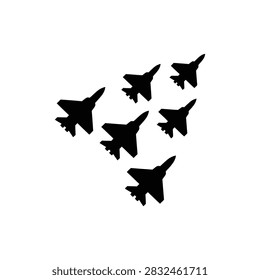 Fighter jets flying in formation airshow icon