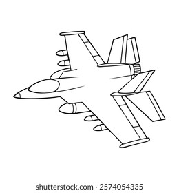 fighter jets outline vector illustration,isolated on white background,top view