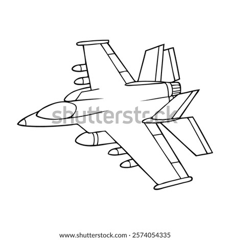 fighter jets outline vector illustration,isolated on white background,top view