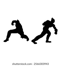 Fighter judo karate game player silhouette SHapes Drawing Vol 11