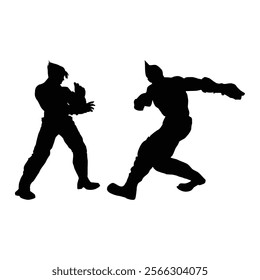 Fighter judo karate game player silhouette SHapes Drawing Vol 09