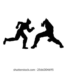 Fighter judo karate game player silhouette SHapes Drawing Vol 10