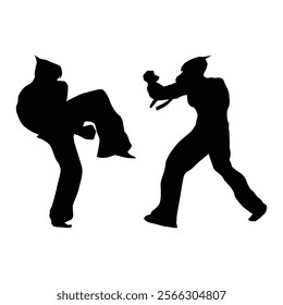 Fighter judo karate game player silhouette SHapes Drawing Vol 08