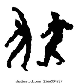 Fighter judo karate game player silhouette SHapes Drawing Vol 07