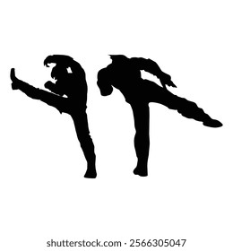 Fighter judo karate game player silhouette SHapes Drawing Vol 06