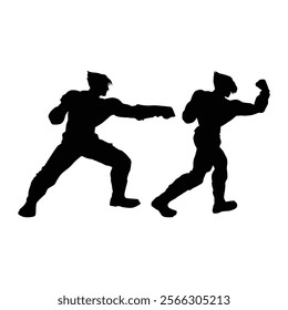 Fighter judo karate game player silhouette SHapes Drawing Vol 05