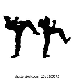 Fighter judo karate game player silhouette SHapes Drawing Vol 04