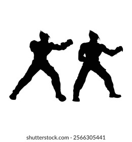 Fighter judo karate game player silhouette SHapes Drawing Vol 01