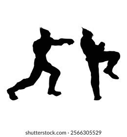 Fighter judo karate game player silhouette SHapes Drawing Vol 03