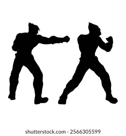 Fighter judo karate game player silhouette SHapes Drawing Vol 02