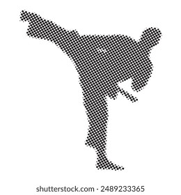 KÄMPFER. Karate-Techniken. Silhouette des Karate-Kämpfers. Karate-Clipart