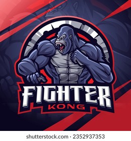 Fighter kong esport mascot logo design
