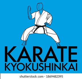 Kämpfer Kyokushinkai Karate. Geometrisches Vektorlogo