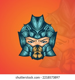 fighter logo with mask and gradient background