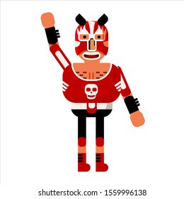 Fighter Lucha Libre Mexican Wrestler Battle Acrobat Character. Vector Illustration Flat Cartoon Isolated