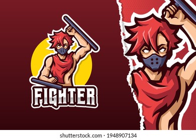The Fighter Man Mascot Logo Template