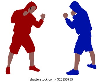 fighter man wearing black hoodie, vector