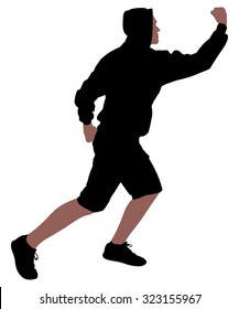 fighter man wearing black hoodie, vector
