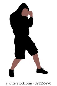 fighter man wearing black hoodie, vector