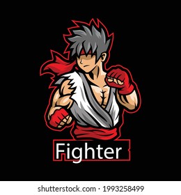 fighter mascot logo template vector design