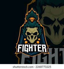 Fighter masscot logo illustration premium vector