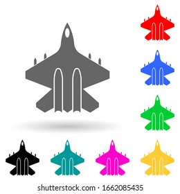 fighter multi color style icon. Simple glyph, flat vector of transport view from above icons for ui and ux, website or mobile application
