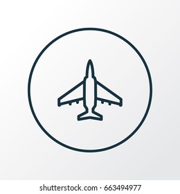 Fighter Outline Symbol. Premium Quality Isolated Aircraft  Element In Trendy Style.