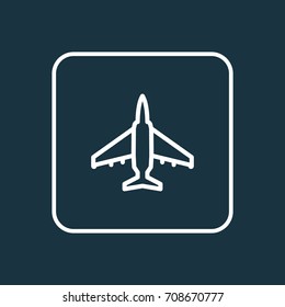 Fighter Outline Symbol. Premium Quality Isolated Aircraft  Element In Trendy Style.