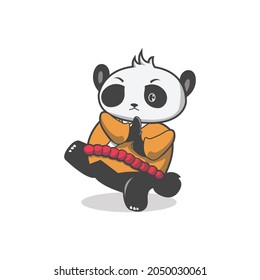 fighter panda cute cartoon vector illustration design