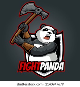 fighter panda mascot logo illustration concept