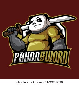 fighter panda mascot logo illustration concept